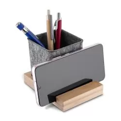 Suporte para Celular em Bambu com Porta Objetos